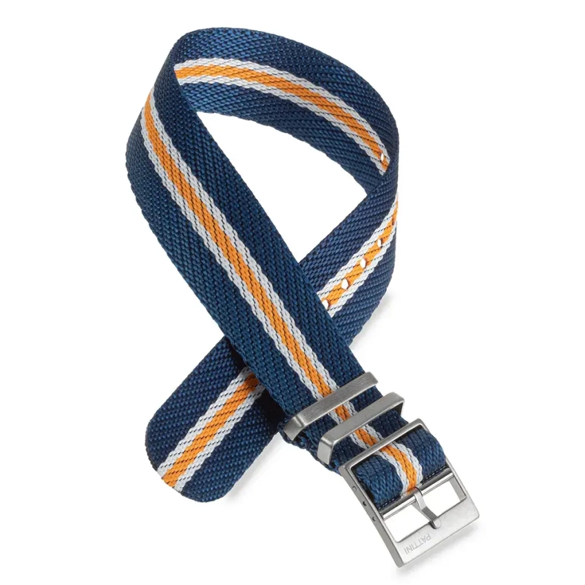 Nylonowy pasek nato w kolorach niebieskim, pomarańczowym i białym