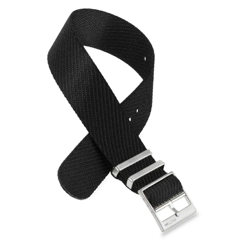 Czarny nylonowy pasek nato z klamrą stalową