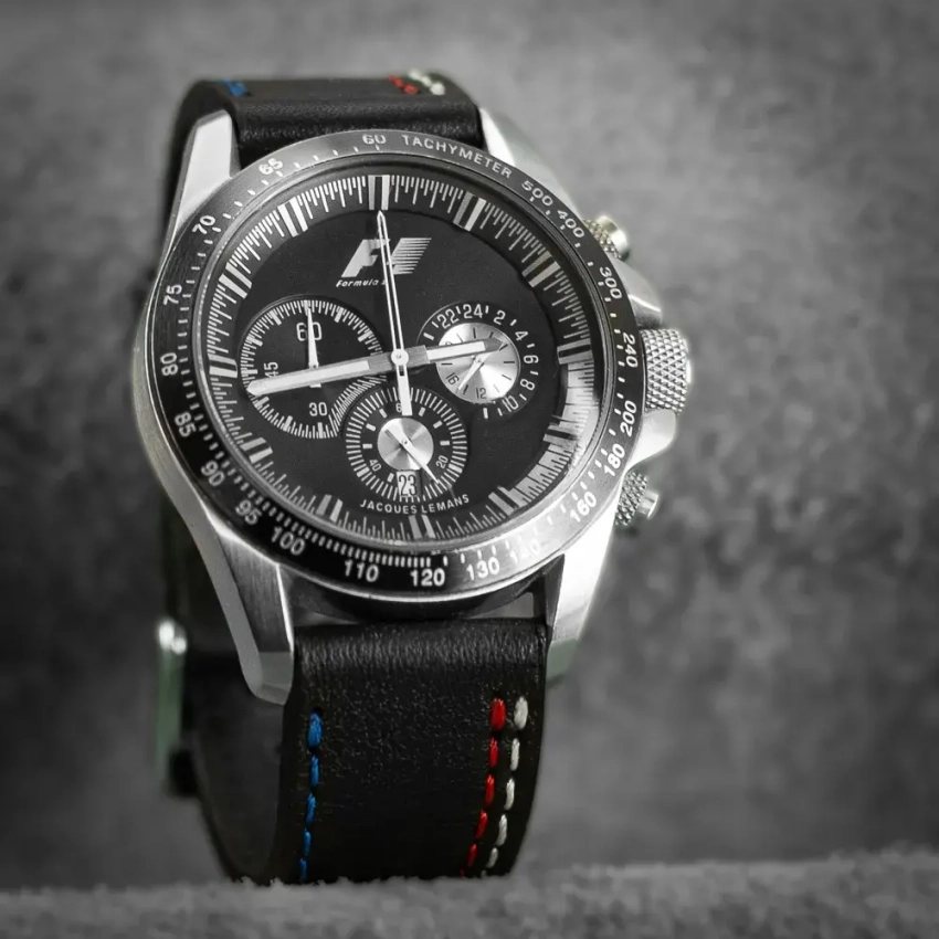 Czarny pasek z zegarkiem Jacques Lemans FORMULA