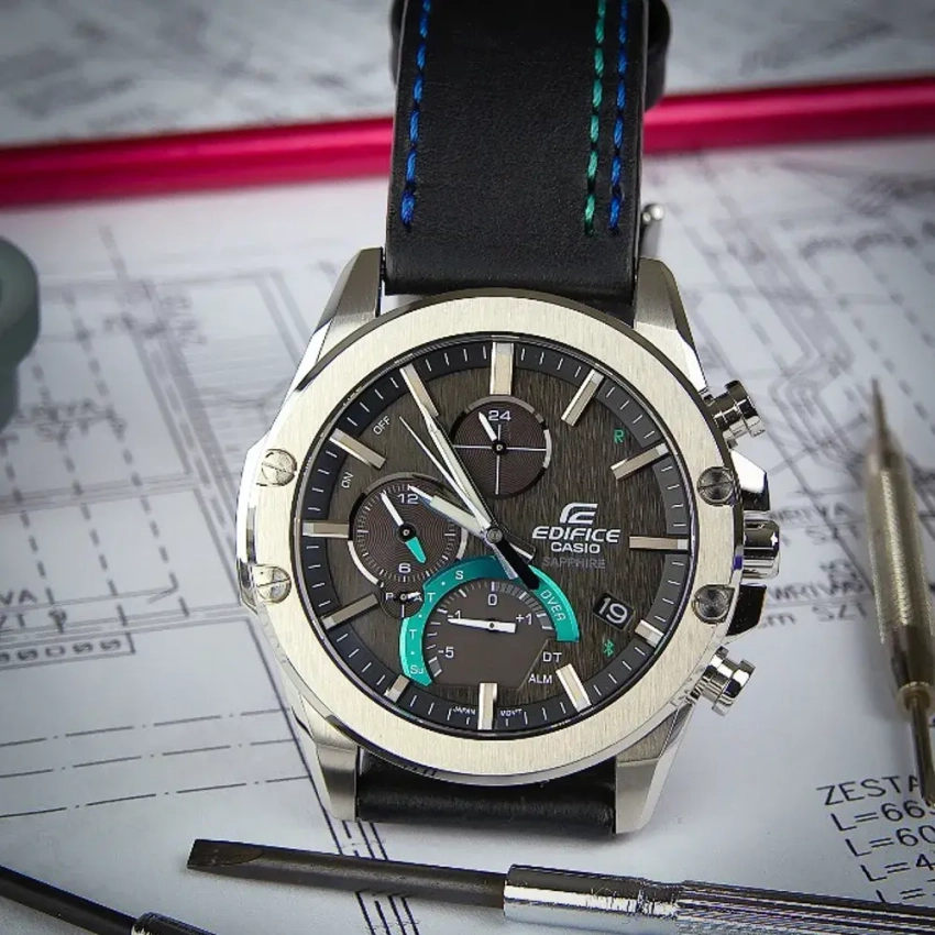 Czarny pasek z asymetrycznym przeszyciem – propozycja do Casio Edifice