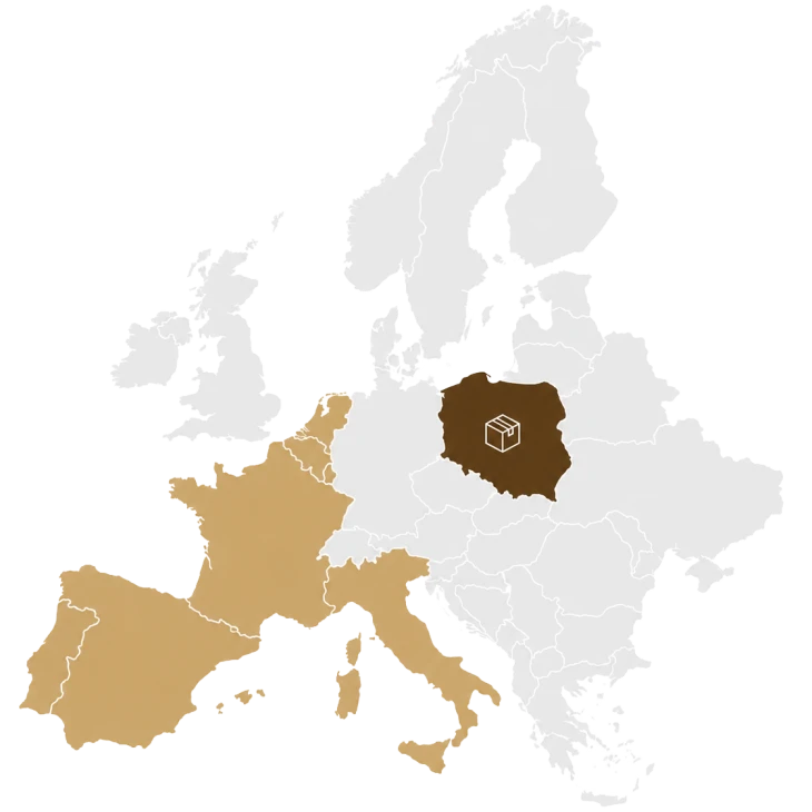 Map of European countries covered by InPost International delivery to parcel lockers and pickup points