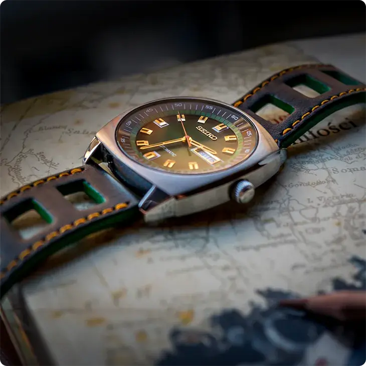 Seiko SNKM97 watch with a PATTINI leather watch strap
